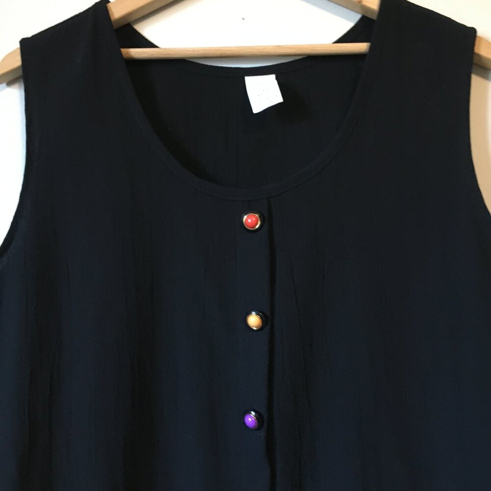 Best Connection Vintage 90s Rayon Sunset Button Tank XL Made in USA German - Picture 3 of 12